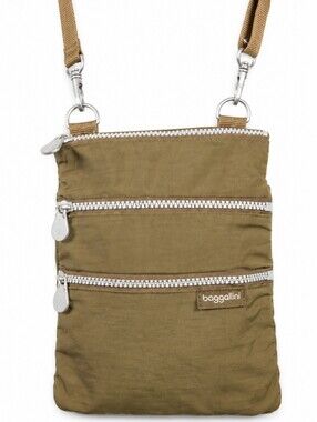 👜 Baggallini Crossbody Bag Olive Green Nylon Travel Lightweight Multi Pocket